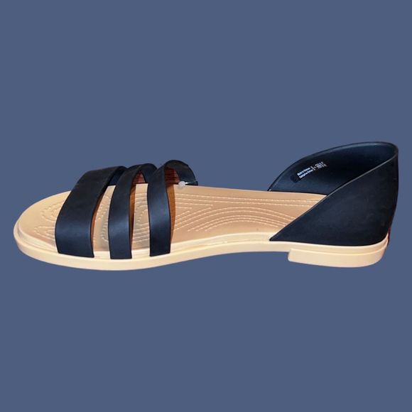 NWOB Crocs womens Tulum Open Flat Black Size 8 - Picture 5 of 8